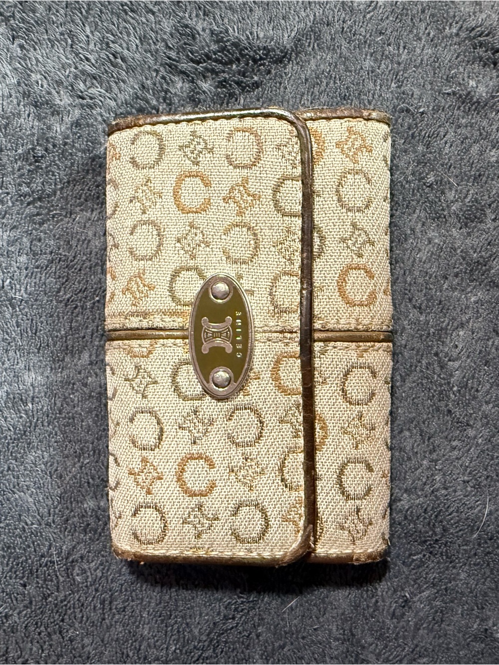 Celine Beige and Brown Monogram Canvas Key Case